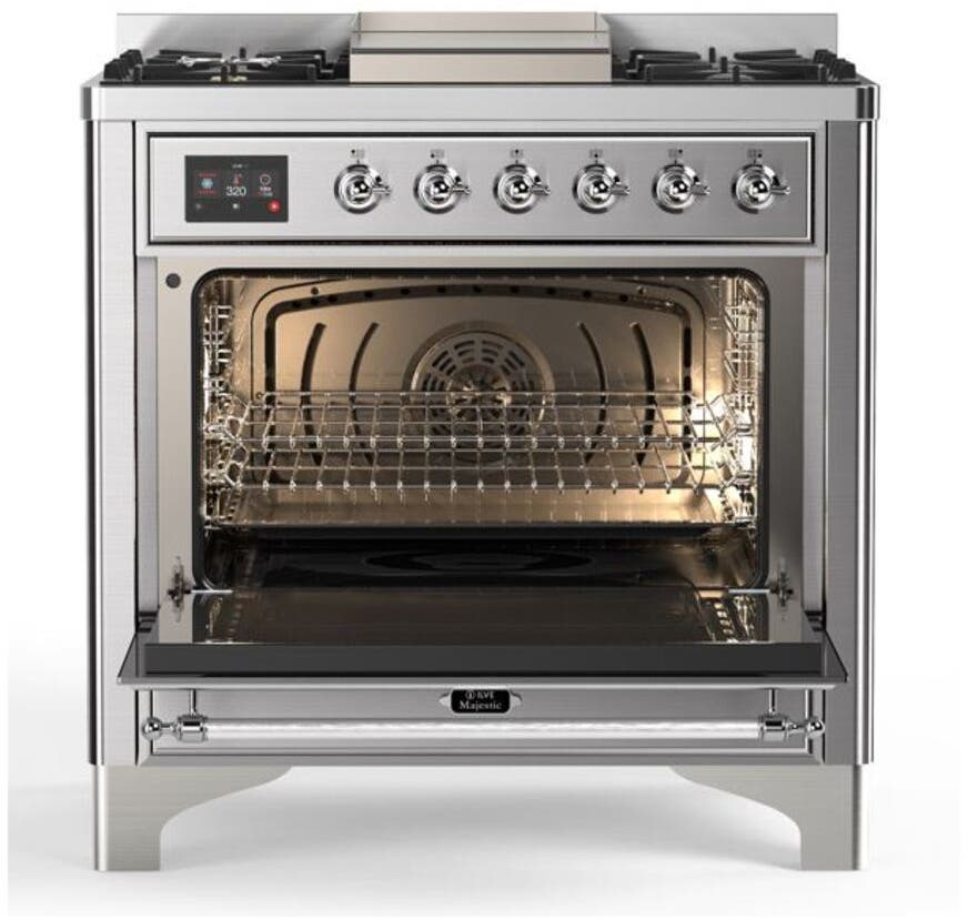 Ilve UM09FDQNS3SSC Natural Gas In Stainless Steel W/ Chrome Trim