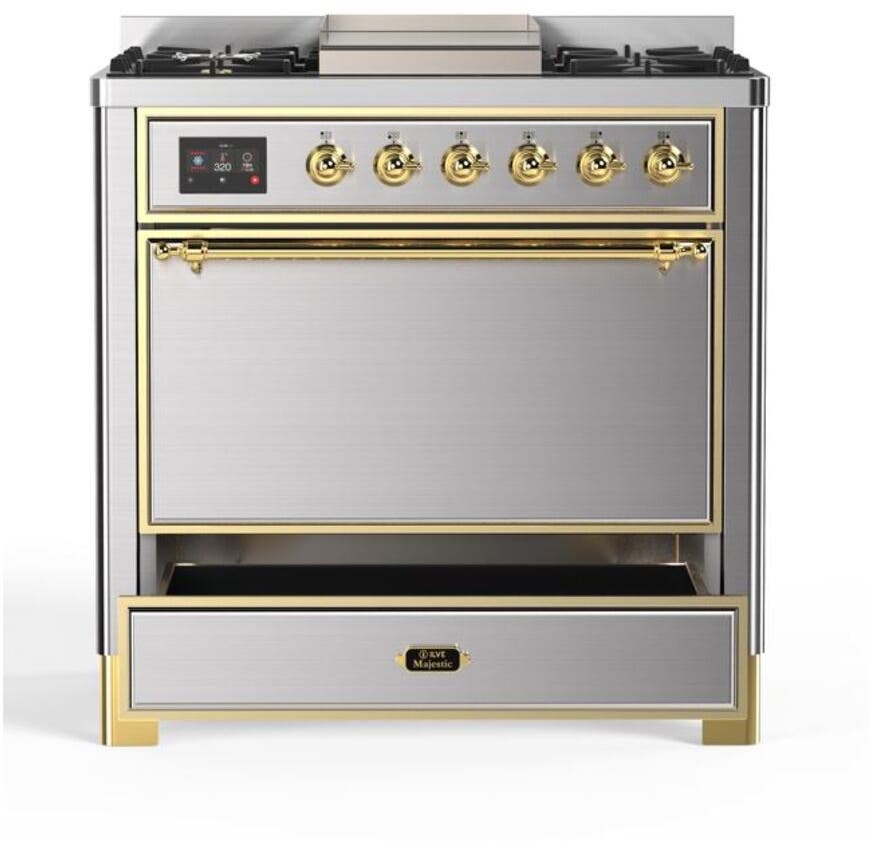 Ilve UM09FDQNS3SSG Natural Gas In Stainless Steel W/ Brass Trim