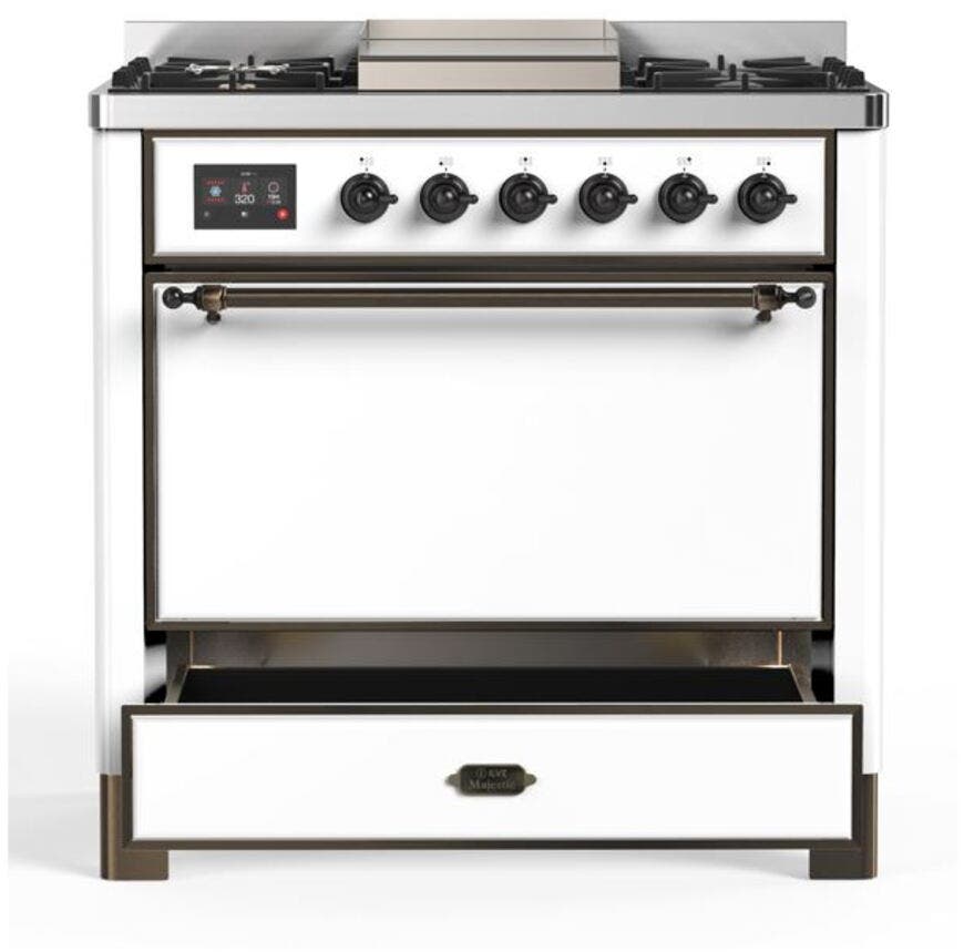 Ilve UM09FDQNS3WHBLP Liquid Propane In White W/ Bronze Trim