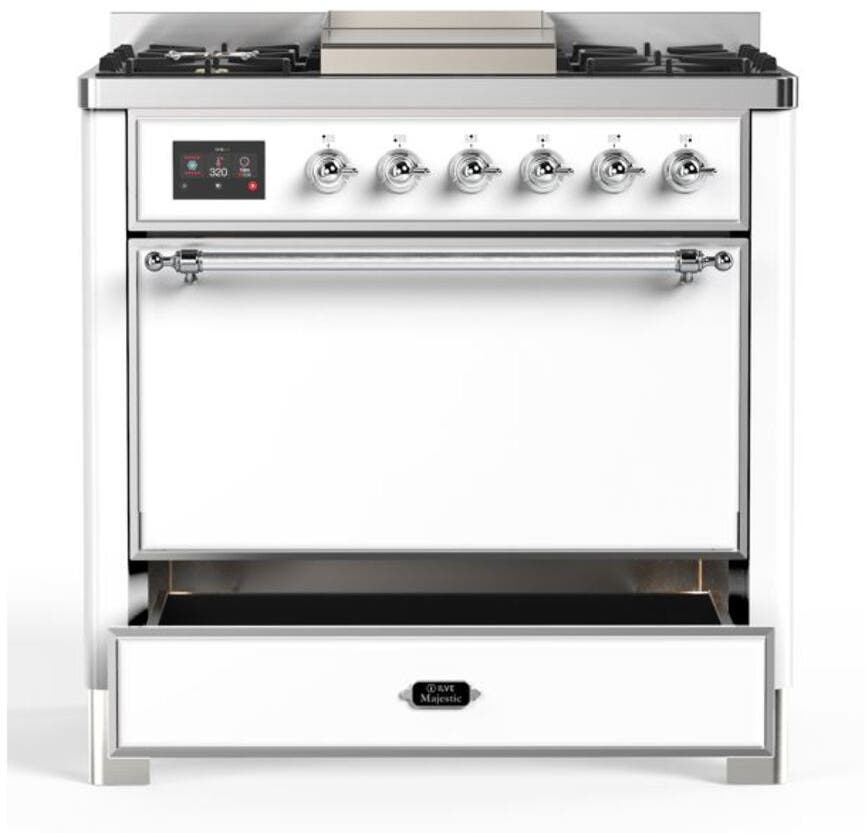 Ilve UM09FDQNS3WHC Natural Gas In White W/ Chrome Trim