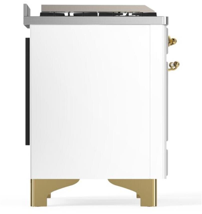 Ilve UM09FDQNS3WHGLP Liquid Propane In White W/ Brass Trim