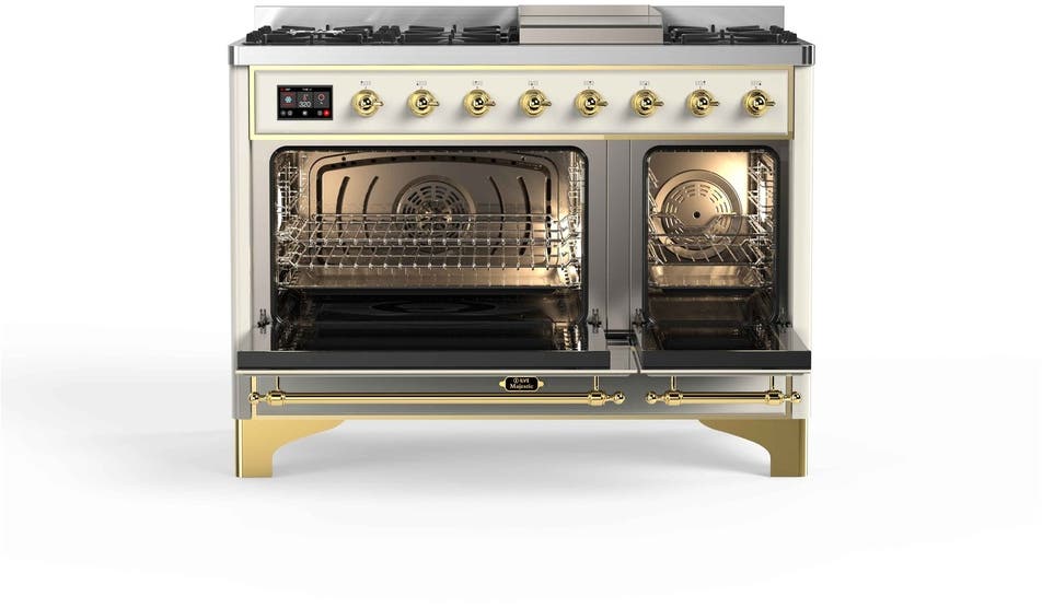 Ilve UM12FDNS3AWGLP Liquid Propane In Antique White W/ Brass Trim