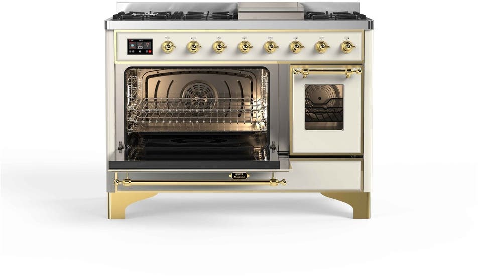 Ilve UM12FDNS3AWGLP Liquid Propane In Antique White W/ Brass Trim