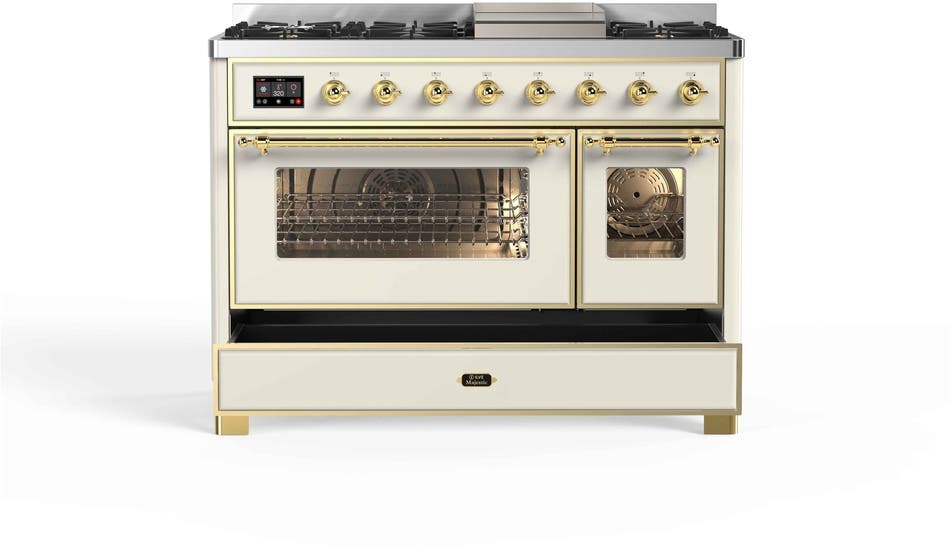 Ilve UM12FDNS3AWGLP Liquid Propane In Antique White W/ Brass Trim