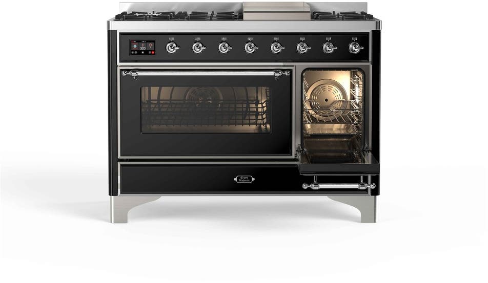 Ilve UM12FDNS3BKC Natural Gas In Glossy Black W/ Chrome Trim