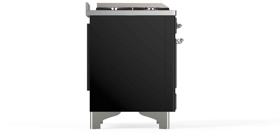 Ilve UM12FDNS3BKC Natural Gas In Glossy Black W/ Chrome Trim
