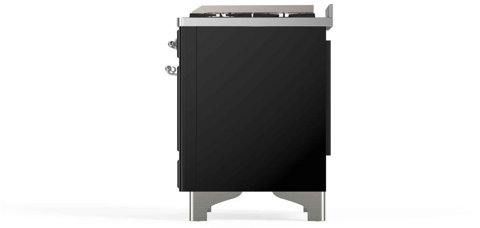 Ilve UM12FDNS3BKC Natural Gas In Glossy Black W/ Chrome Trim