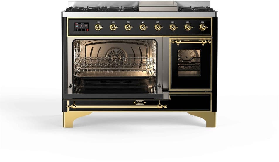 Ilve UM12FDNS3BKG Natural Gas In Glossy Black W/ Brass Trim