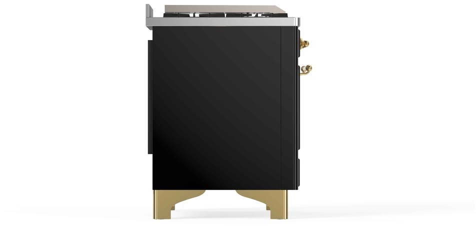 Ilve UM12FDNS3BKG Natural Gas In Glossy Black W/ Brass Trim