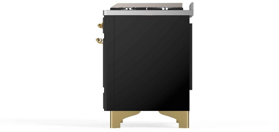 Ilve UM12FDNS3BKG Natural Gas In Glossy Black W/ Brass Trim