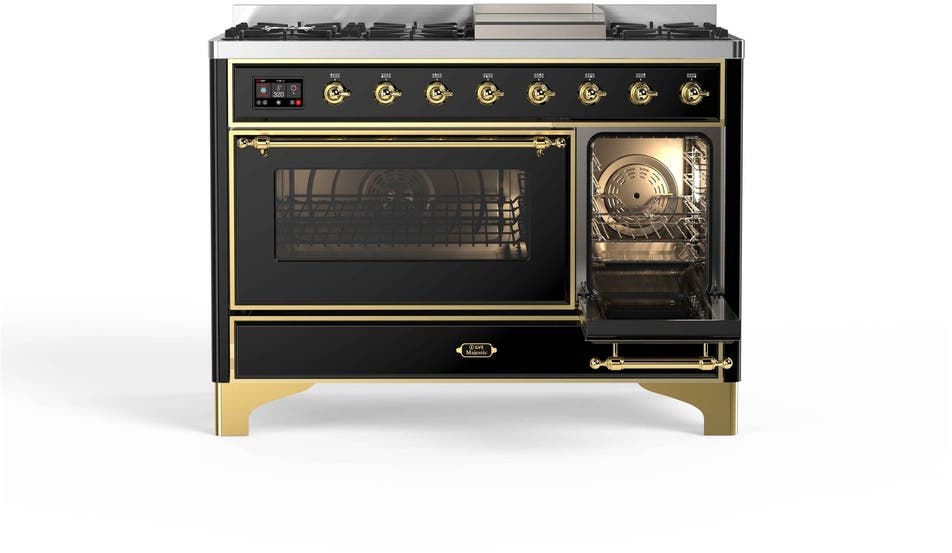 Ilve UM12FDNS3BKGLP Liquid Propane In Glossy Black W/ Brass Trim