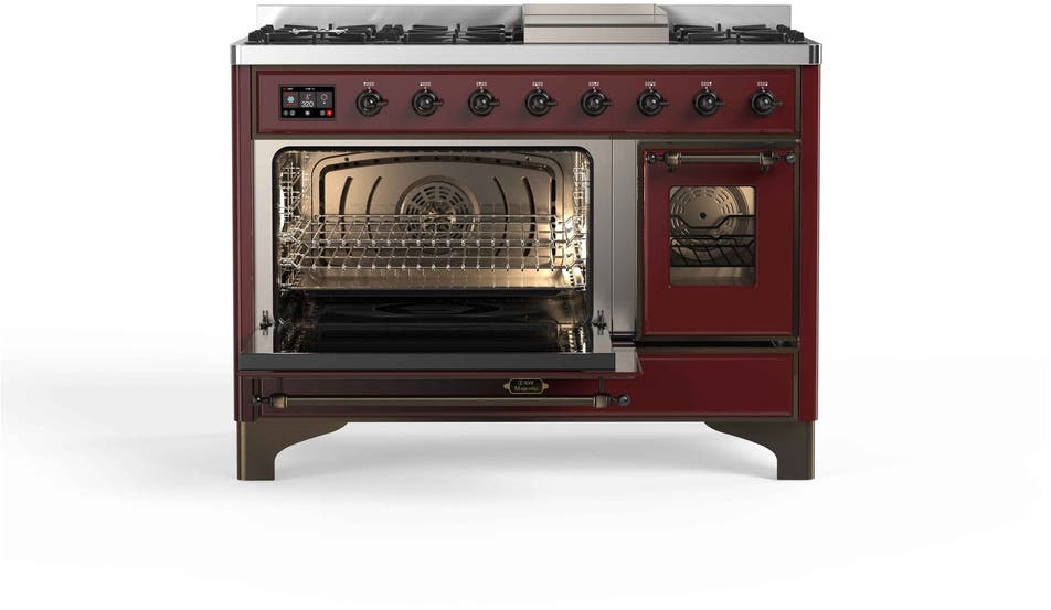 Ilve UM12FDNS3BUB Natural Gas In Burgundy W/ Bronze Trim