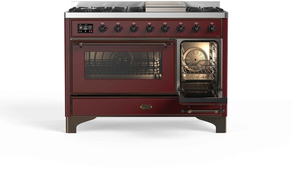 Ilve UM12FDNS3BUB Natural Gas In Burgundy W/ Bronze Trim