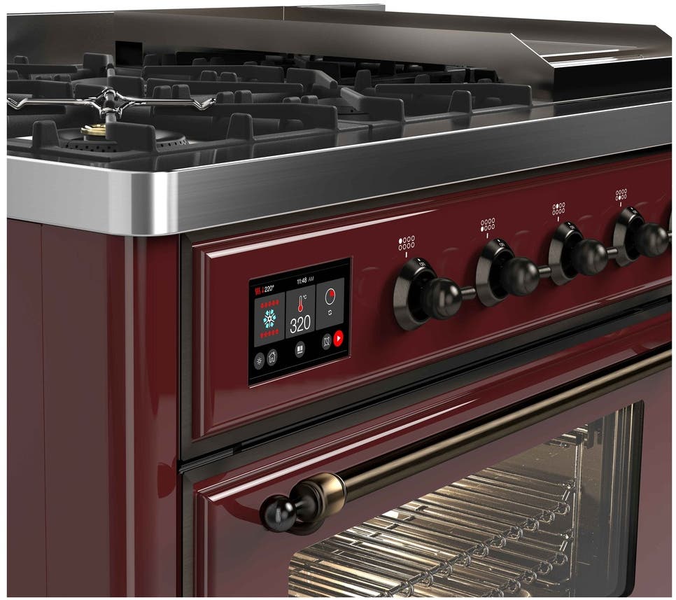 Ilve UM12FDNS3BUB Natural Gas In Burgundy W/ Bronze Trim