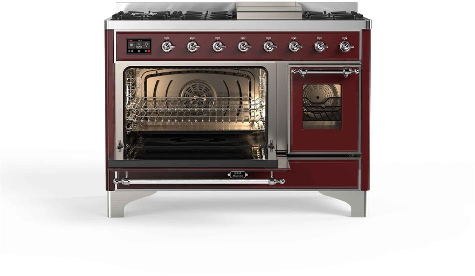 Ilve UM12FDNS3BUCLP Liquid Propane In Burgundy W/ Chrome Trim
