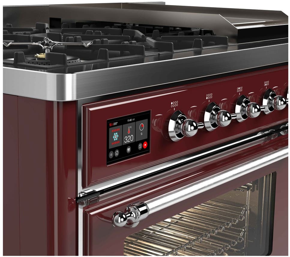 Ilve UM12FDNS3BUCLP Liquid Propane In Burgundy W/ Chrome Trim