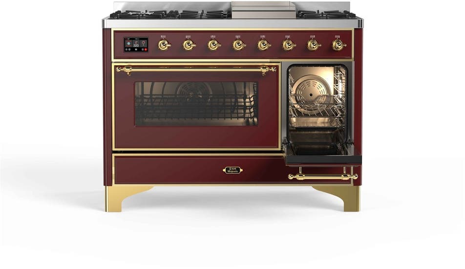 Ilve UM12FDNS3BUGLP Liquid Propane In Burgundy W/ Brass Trim