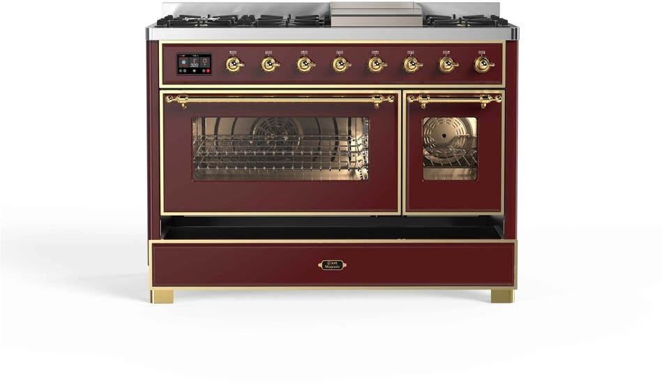 Ilve UM12FDNS3BUGLP Liquid Propane In Burgundy W/ Brass Trim