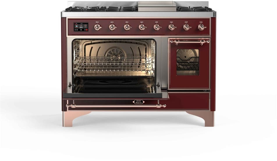 Ilve UM12FDNS3BUPLP Liquid Propane In Burgundy W/ Copper Trim