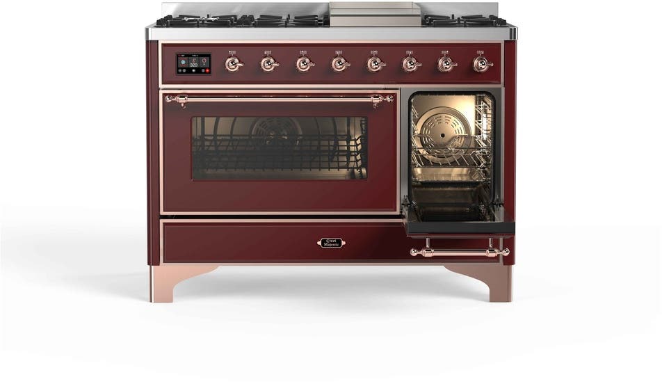 Ilve UM12FDNS3BUPLP Liquid Propane In Burgundy W/ Copper Trim