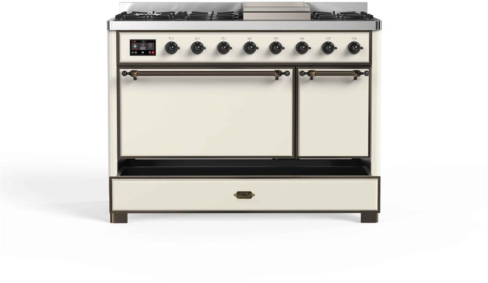 Ilve UM12FDQNS3AWB Natural Gas In Antique White W/ Bronze Trim