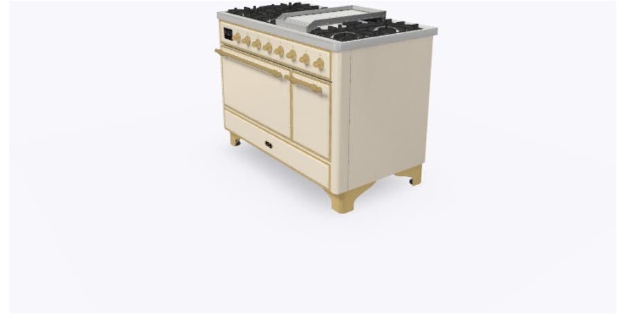 Ilve UM12FDQNS3AWG Natural Gas In Antique White W/ Brass Trim