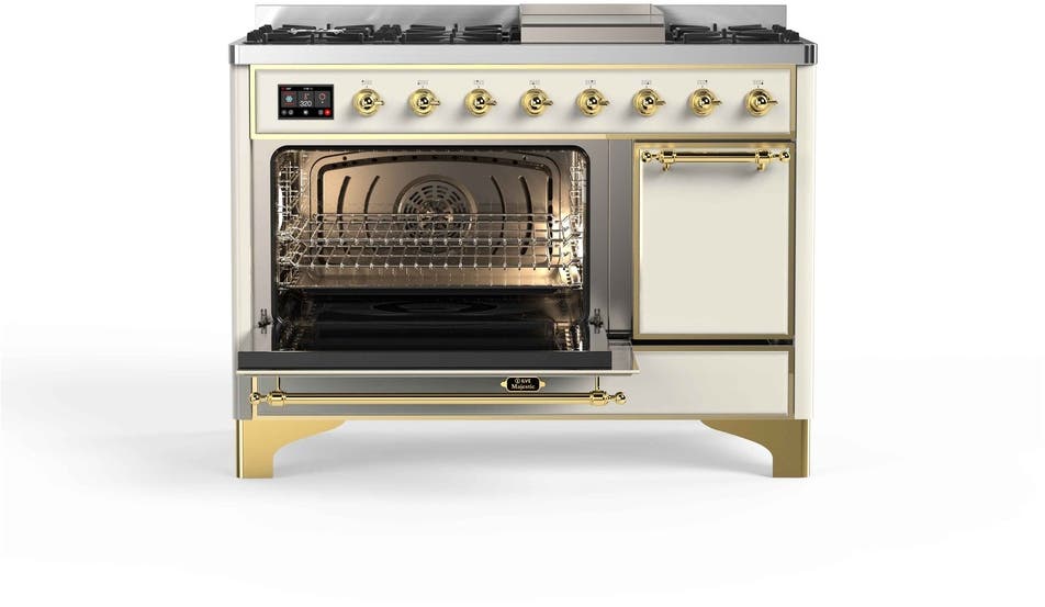 Ilve UM12FDQNS3AWGLP Liquid Propane In Antique White W/ Brass Trim