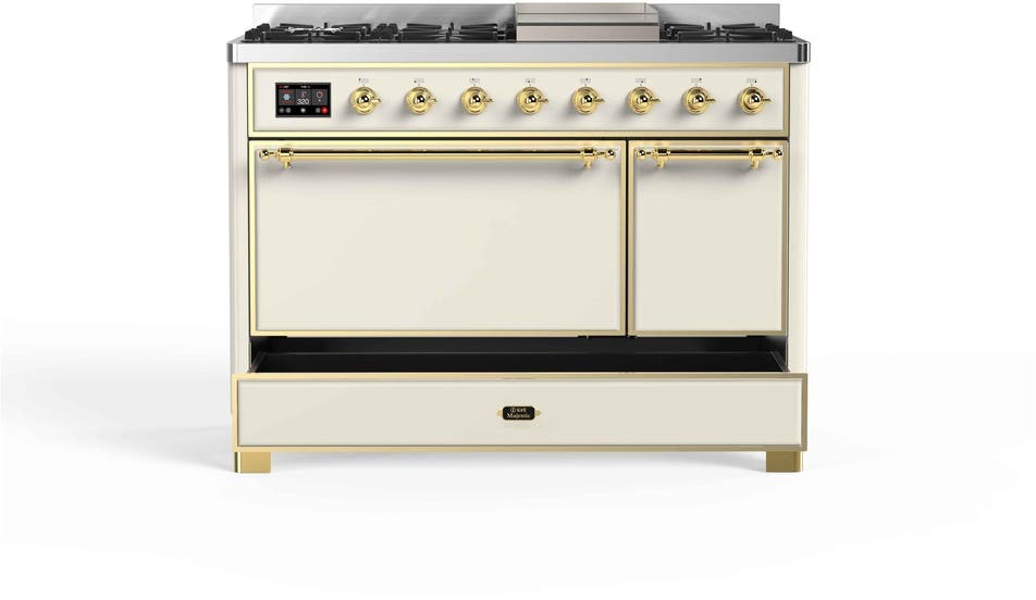 Ilve UM12FDQNS3AWGLP Liquid Propane In Antique White W/ Brass Trim