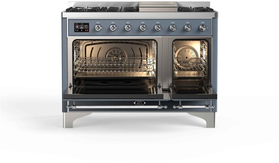 Ilve UM12FDQNS3BGC Natural Gas In Blue Grey W/ Chrome Trim