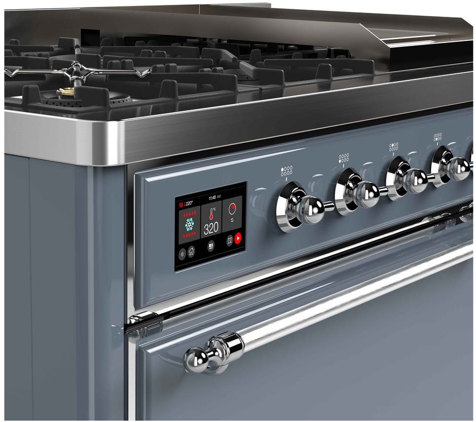 Ilve UM12FDQNS3BGC Natural Gas In Blue Grey W/ Chrome Trim
