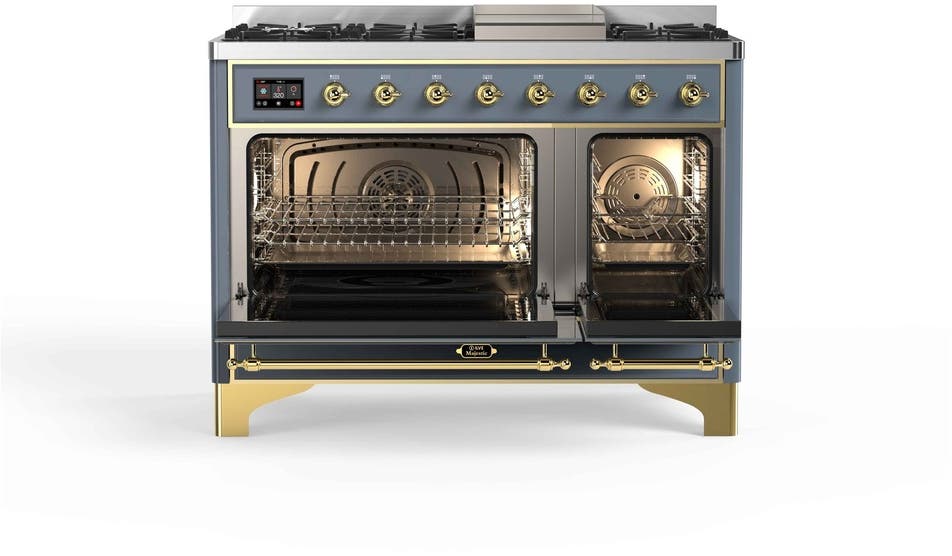 Ilve UM12FDQNS3BGG Natural Gas In Blue Grey W/ Brass Trim
