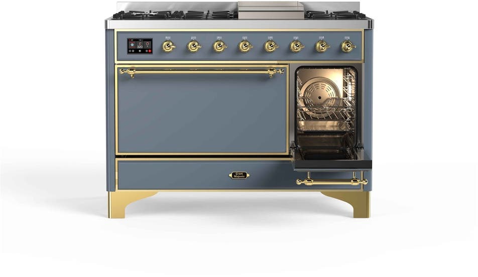 Ilve UM12FDQNS3BGG Natural Gas In Blue Grey W/ Brass Trim
