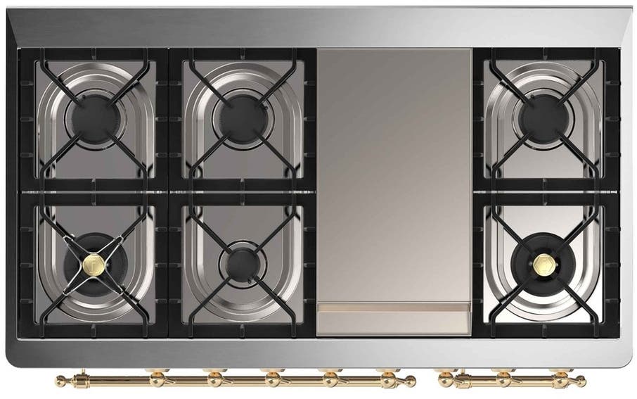 Ilve UM12FDQNS3BGG Natural Gas In Blue Grey W/ Brass Trim