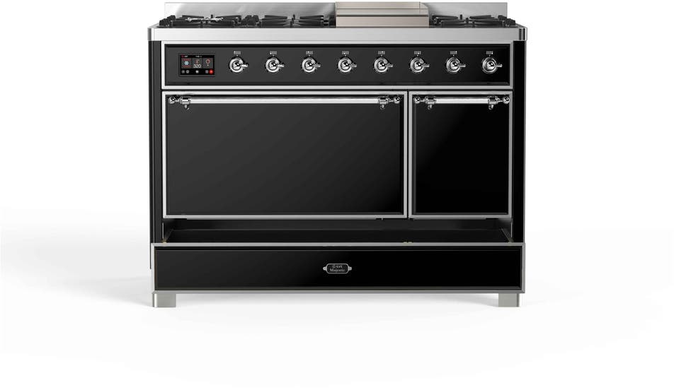 Ilve UM12FDQNS3BKC Natural Gas In Glossy Black W/ Chrome Trim