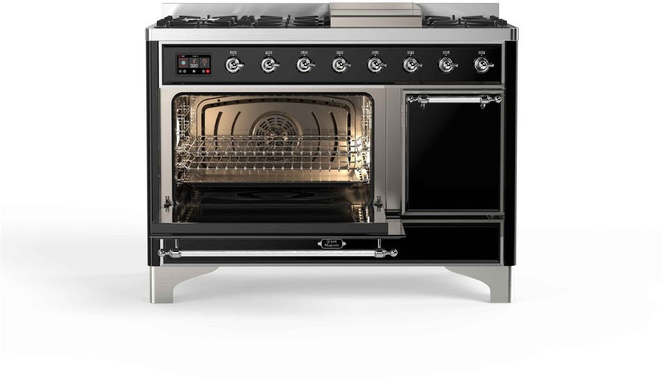 Ilve UM12FDQNS3BKCLP Liquid Propane In Glossy Black W/ Chrome Trim