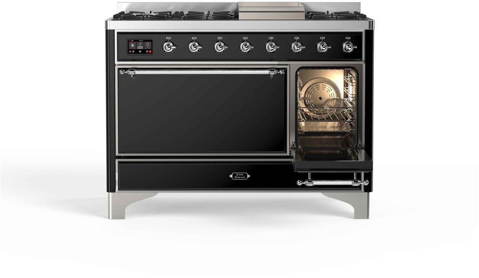 Ilve UM12FDQNS3BKCLP Liquid Propane In Glossy Black W/ Chrome Trim