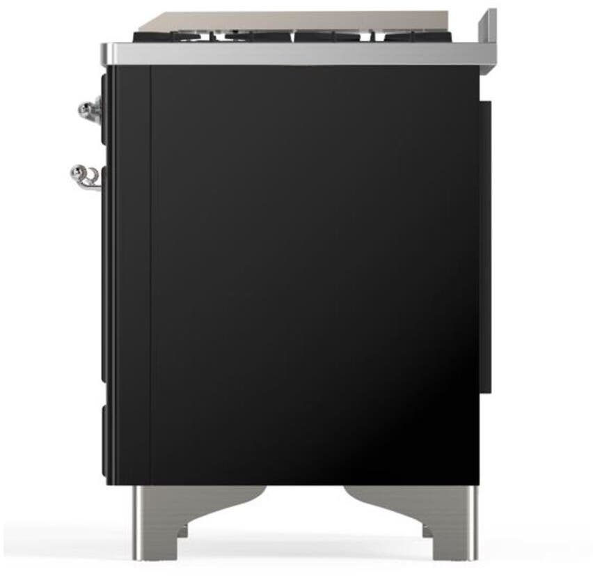 Ilve UM12FDQNS3BKCLP Liquid Propane In Glossy Black W/ Chrome Trim