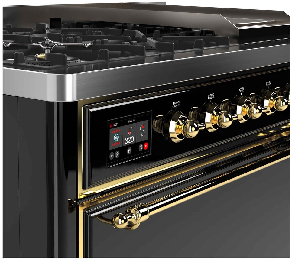 Ilve UM12FDQNS3BKG Natural Gas In Glossy Black W/ Brass Trim