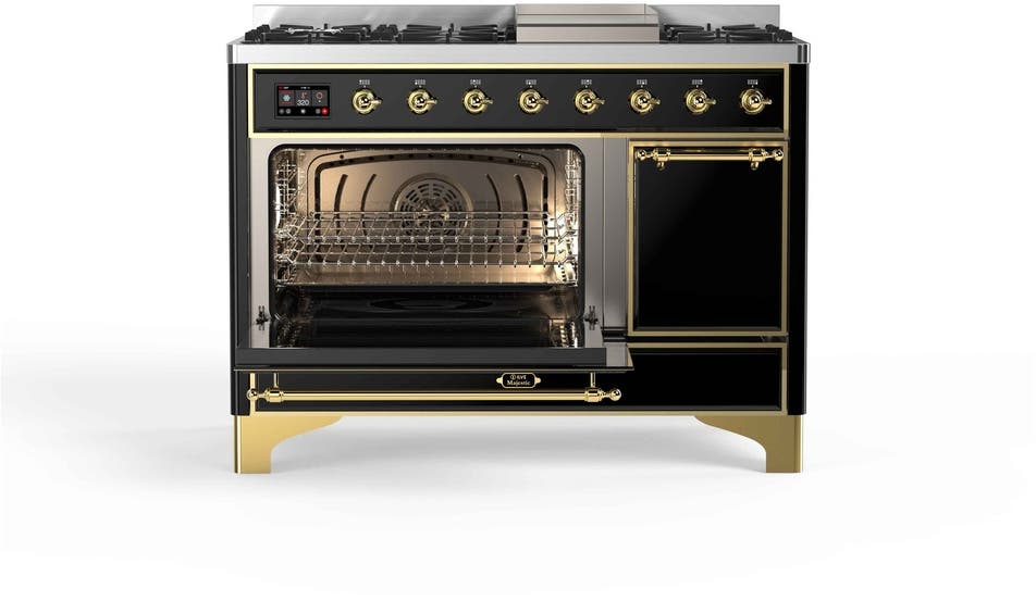 Ilve UM12FDQNS3BKG Natural Gas In Glossy Black W/ Brass Trim