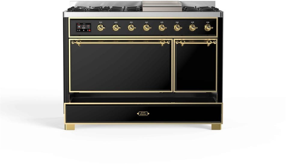 Ilve UM12FDQNS3BKG Natural Gas In Glossy Black W/ Brass Trim