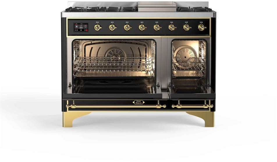 Ilve UM12FDQNS3BKGLP Liquid Propane In Glossy Black W/ Brass Trim