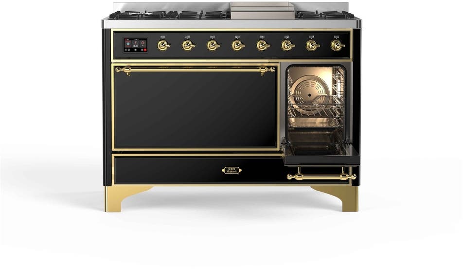 Ilve UM12FDQNS3BKGLP Liquid Propane In Glossy Black W/ Brass Trim