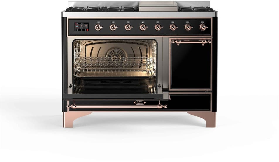 Ilve UM12FDQNS3BKPLP Liquid Propane In Glossy Black W/ Copper Trim