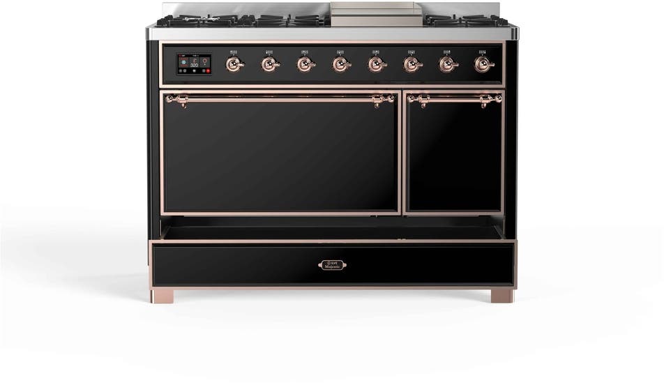 Ilve UM12FDQNS3BKPLP Liquid Propane In Glossy Black W/ Copper Trim