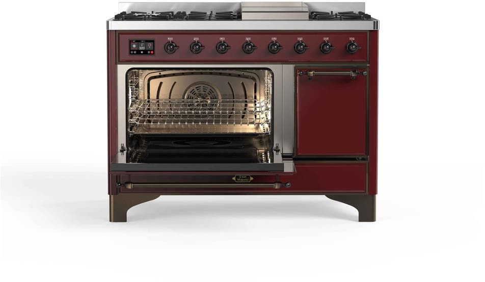 Ilve UM12FDQNS3BUB Natural Gas In Burgundy W/ Bronze Trim