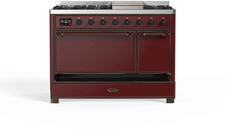 Ilve UM12FDQNS3BUB Natural Gas In Burgundy W/ Bronze Trim