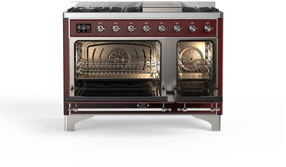 Ilve UM12FDQNS3BUC Natural Gas In Burgundy W/ Chrome Trim