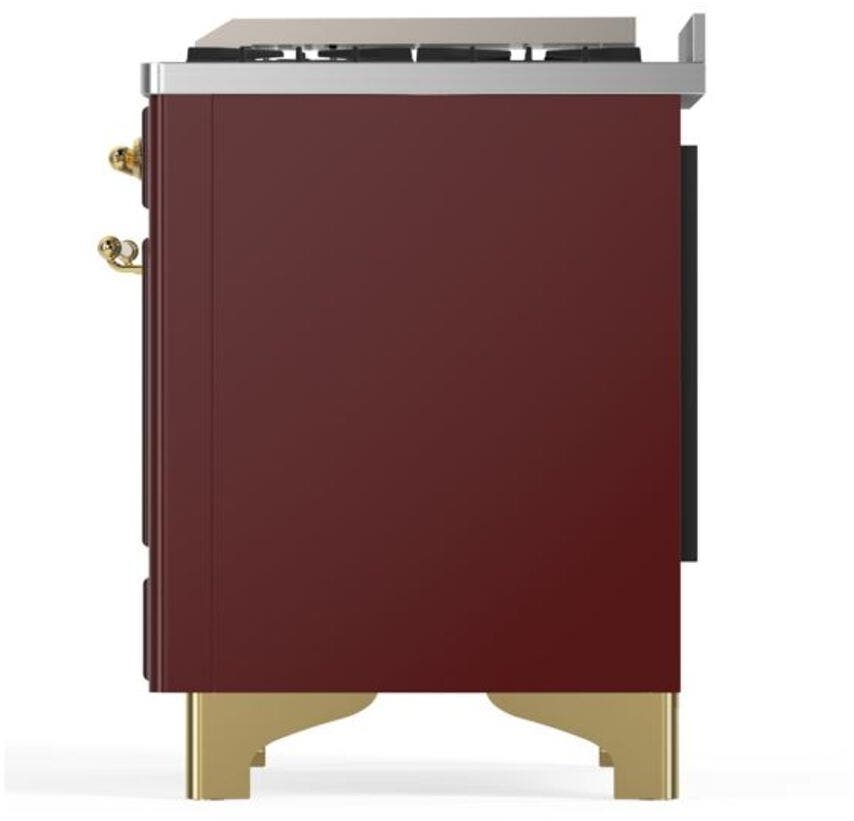 Ilve UM12FDQNS3BUGLP Liquid Propane In Burgundy W/ Brass Trim