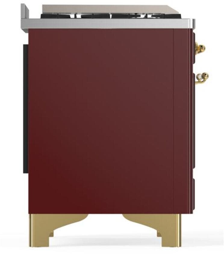 Ilve UM12FDQNS3BUGLP Liquid Propane In Burgundy W/ Brass Trim