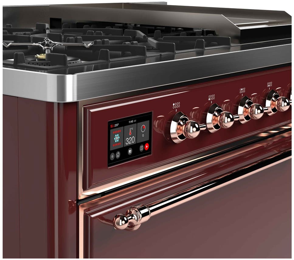 Ilve UM12FDQNS3BUP Natural Gas In Burgundy W/ Copper Trim